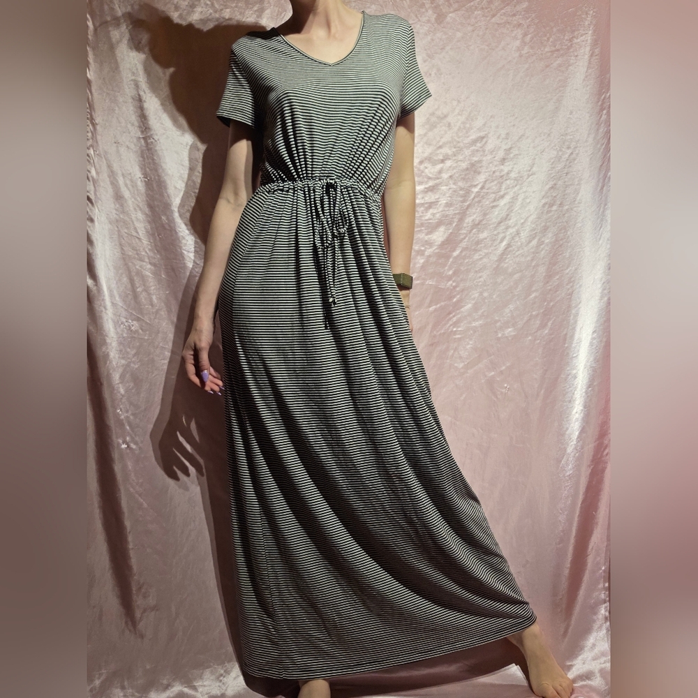 Striped Gray Maxi Dress